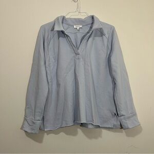 Haven Well Within Sweatshirt L Baby Blue V Neck Organic Cotton Athleisure Cozy